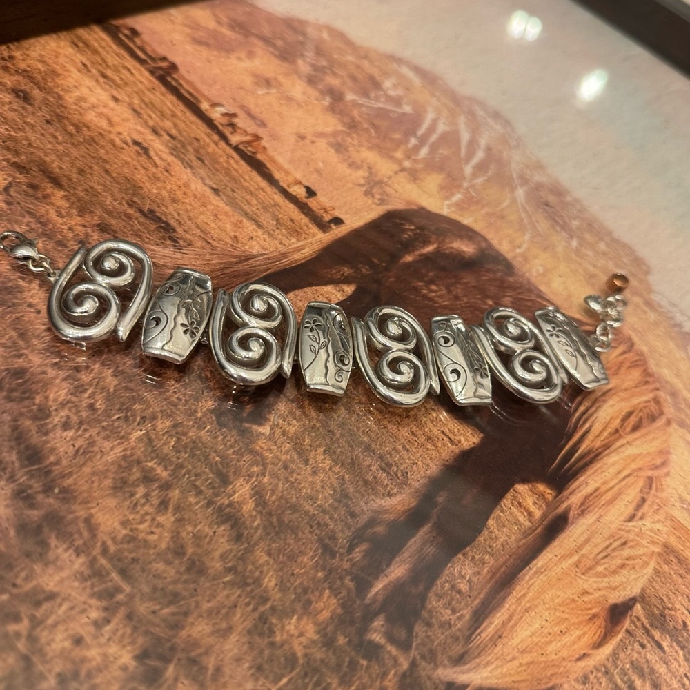 BRIGHTON  "Pablos Passion" Wide Scroll Flower Panel Bracelet